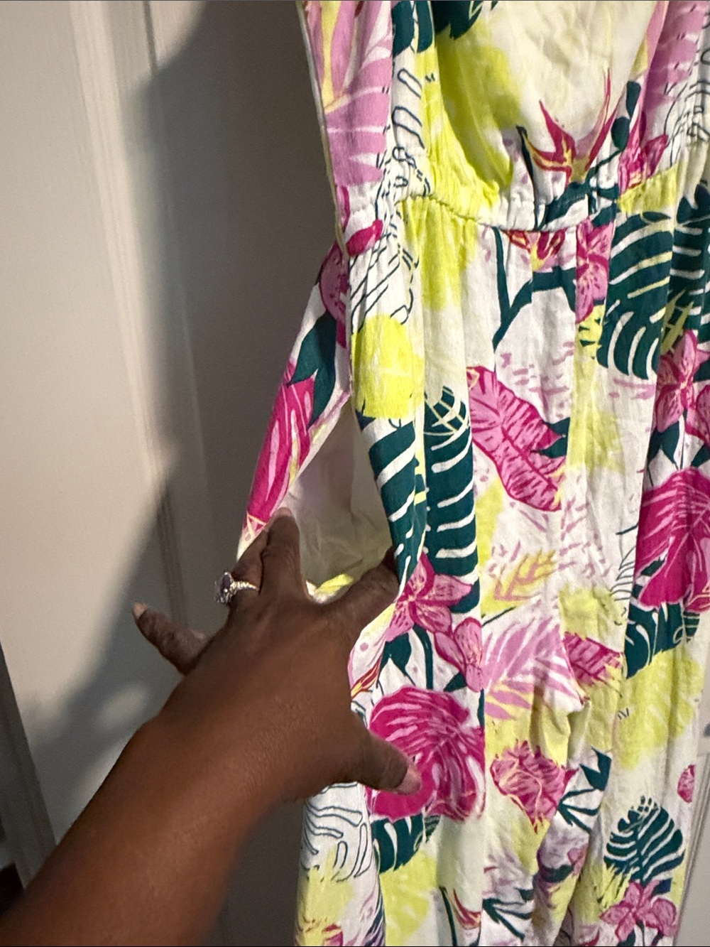 Bright Tropical Floral Jumpsuit- Pink, Yellow, Green. (SOLD) - Picture 6 of 6